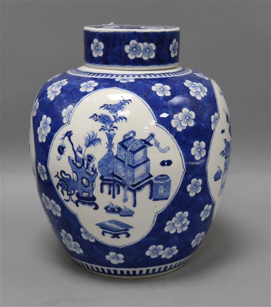 A 19th century Chinese blue and white jar and cover height 29cm